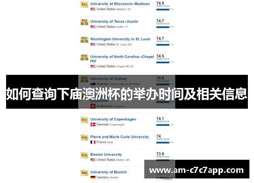 如何查询下庙澳洲杯的举办时间及相关信息